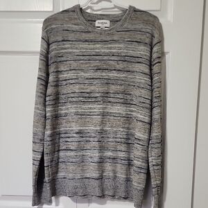 Goodfellow & Co Gray Crewneck Sweater with Textured Stripes